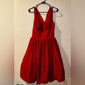 Red w/ Black Polka Dot Dress